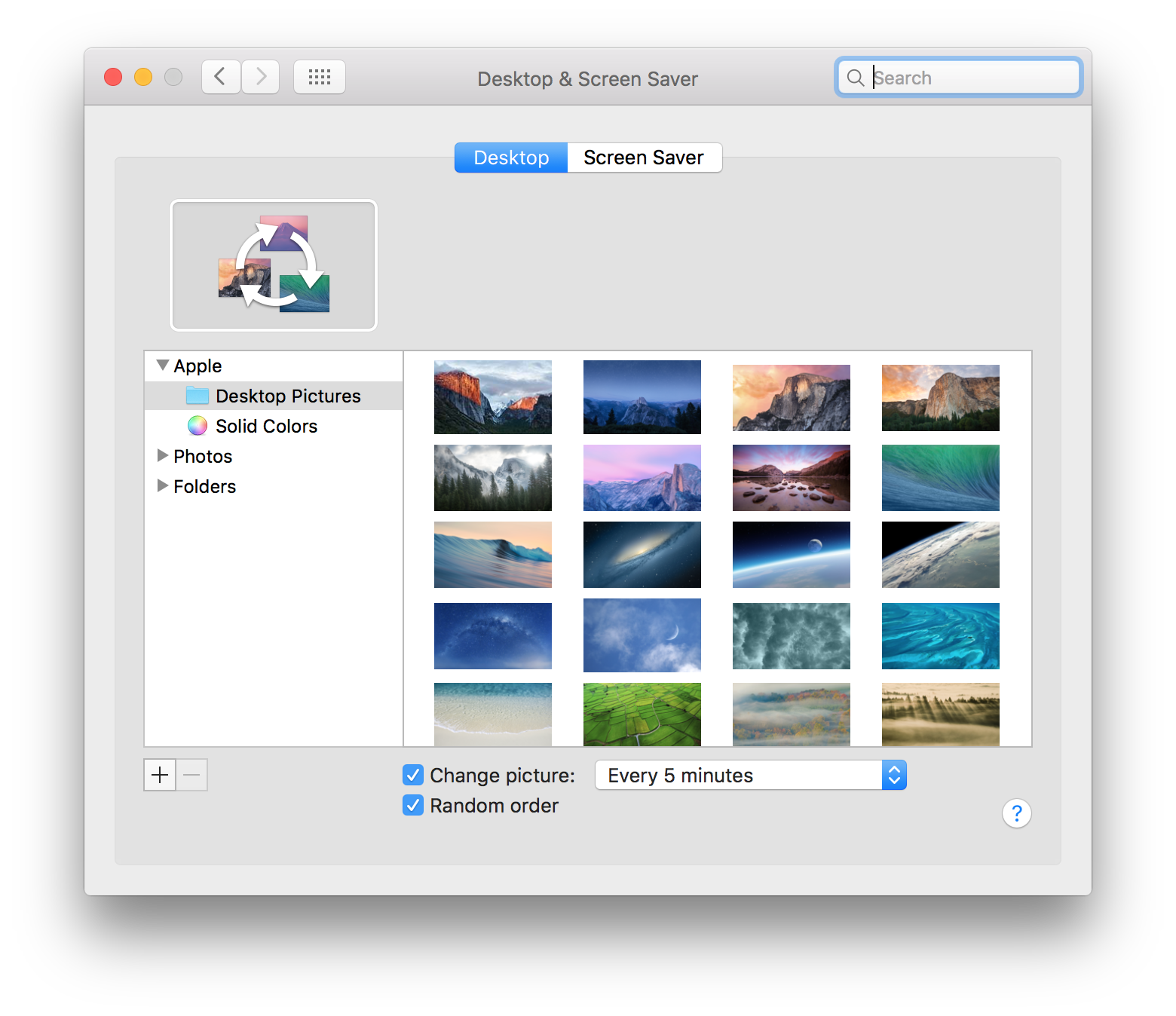Desktop setting