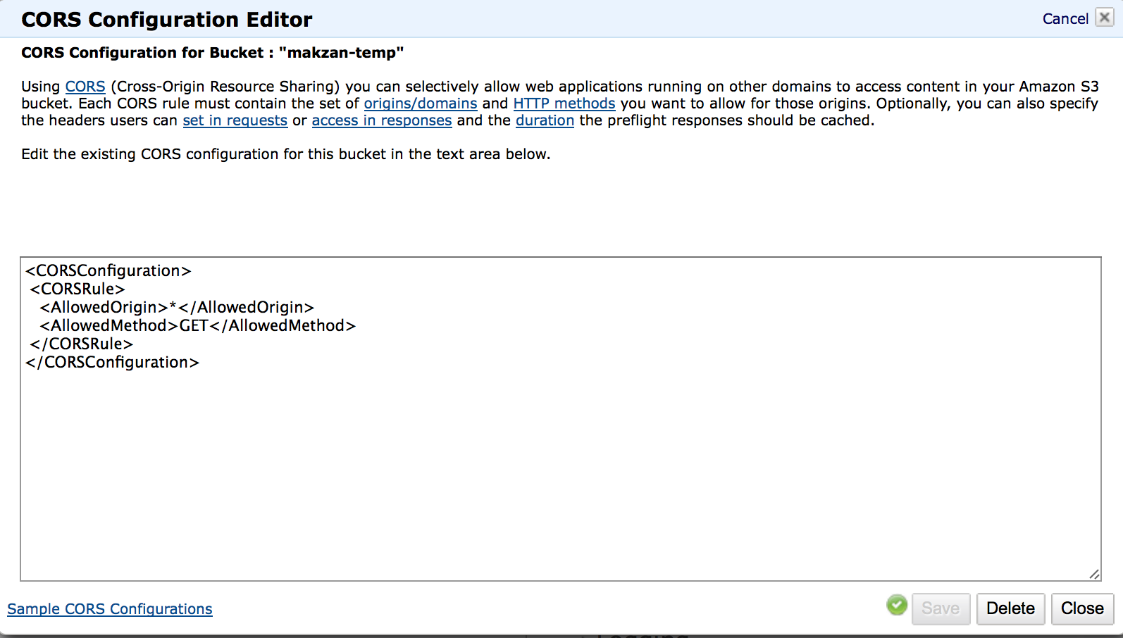 S3 cors&nbspxml
