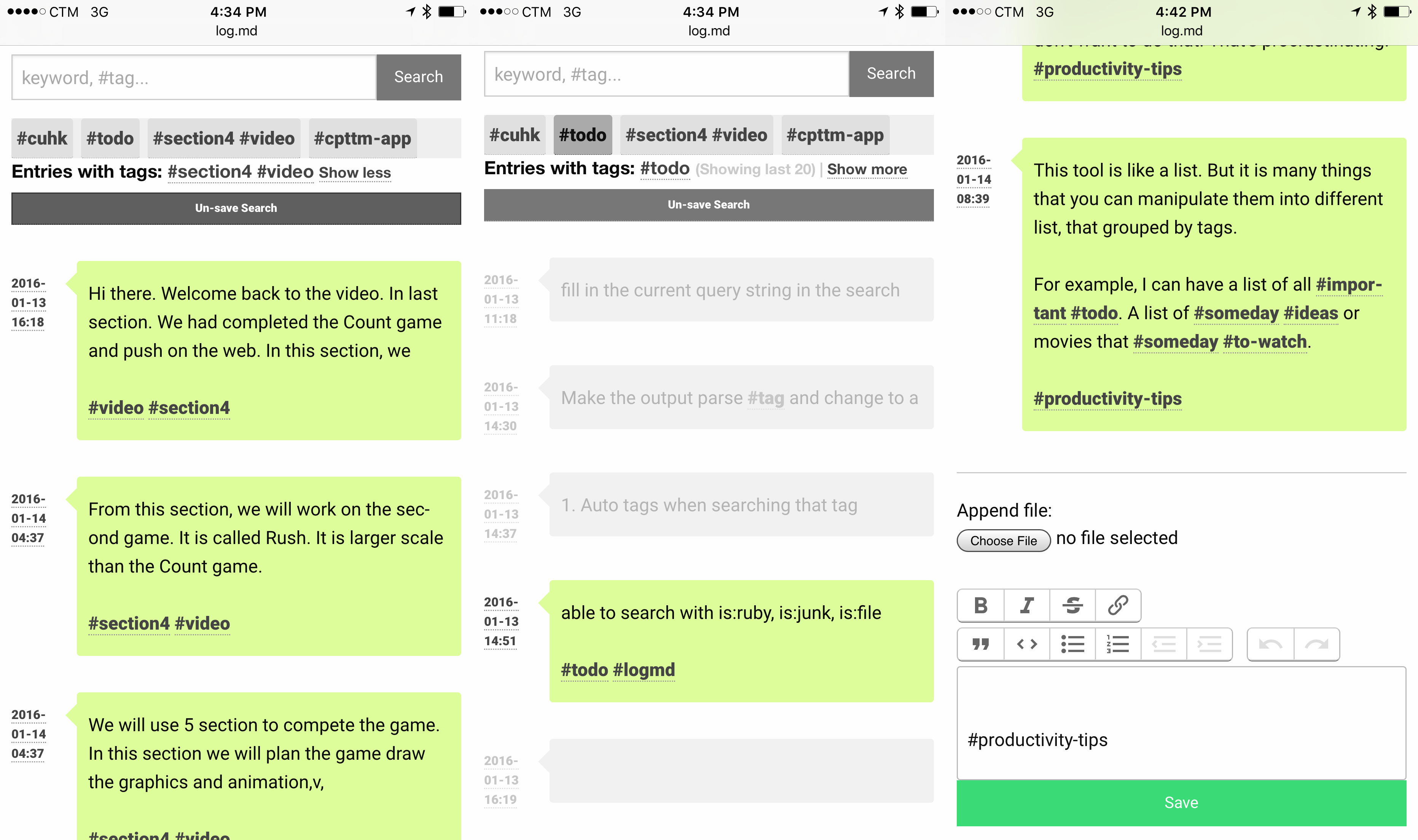 Screenshot of log.md