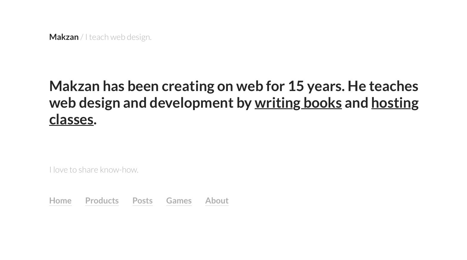 Screenshot of Makzan.net with the Ponder theme